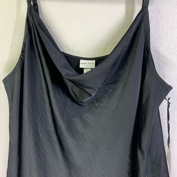 AVA & VIV Black Spaghetti‎ Strap Draped Camisole Tank Top Size 2X - NWT - Picture 3 of 10
